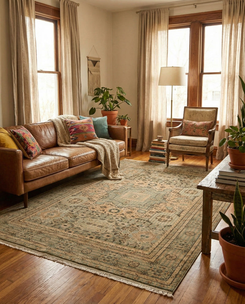 Ottoman Elegance Collection Area Rug - Sultan Rectangle Light Green  lifestyle 58