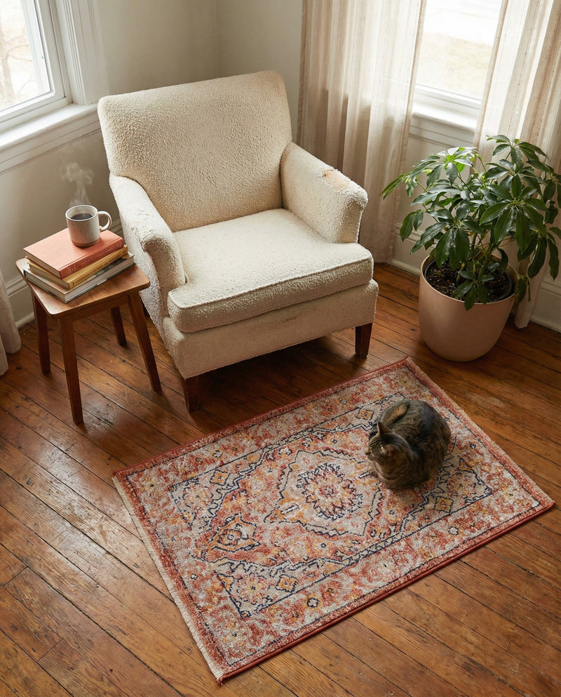 Seville Stripes Collection Area Rug - Cadiz (Brick Red) Rectangle Brick Red  lifestyle 5