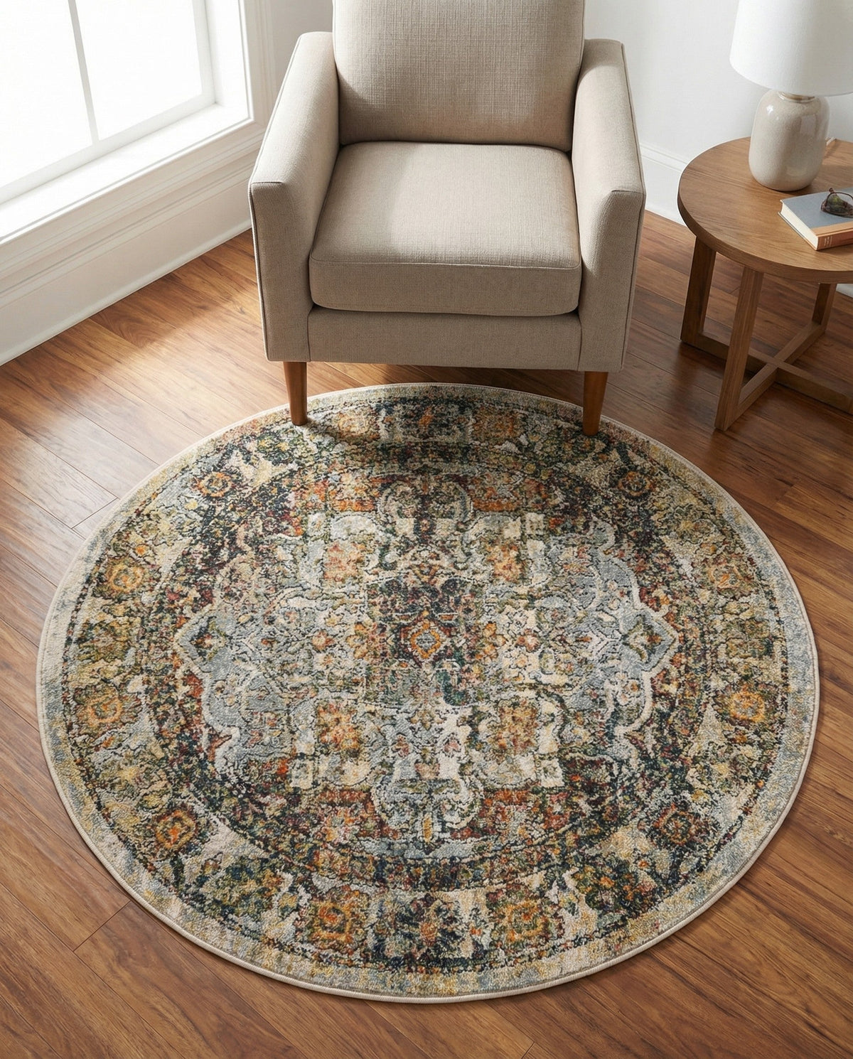 Savannah Soiree Collection Area Rug -  Everglade (Ivory) Round Ivory  lifestyle 110