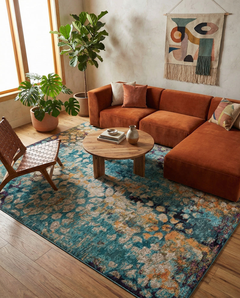 Venetian Tapestry Collection Area Rug - Murano Rectangle Blue  lifestyle 11