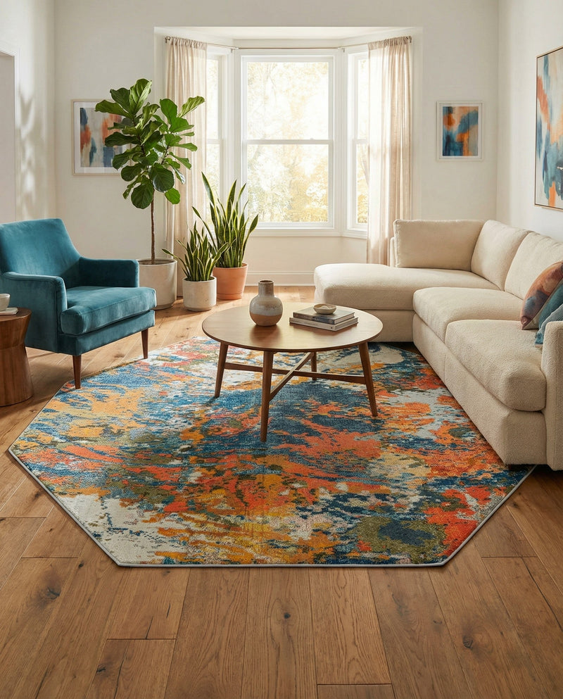 Colorburst Oasis Collection Area Rug -  Chroma Octagon Multi  lifestyle 72