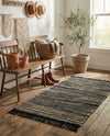 Savannah Jute Collection Area Rug - Nantucket Rectangle Navy Blue and Ivory  lifestyle 6