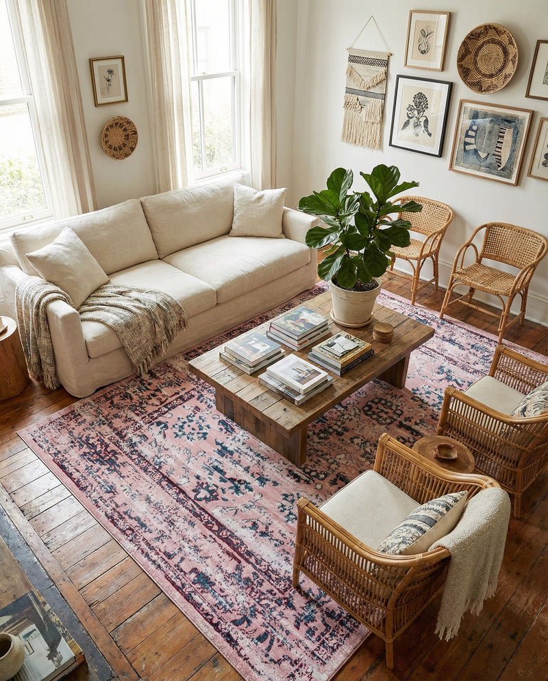 Savannah Elegance Collection Area Rug - Magnolia Rectangle Pink  lifestyle 28