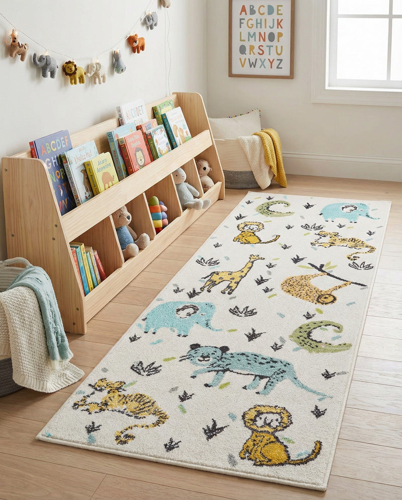 Wonder Tykes Collection Area Rug -  Spatter Runner Ivory  lifestyle 37