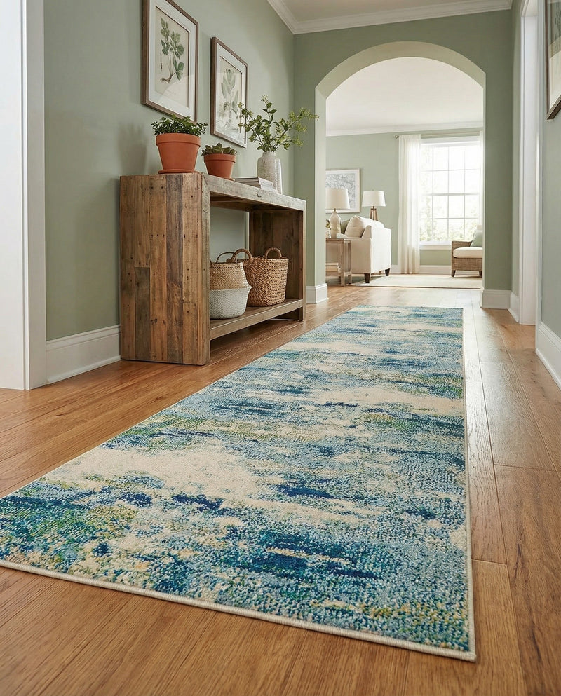 Chromatic Oasis Collection Area Rug -  Serene Runner Light Blue  lifestyle 38