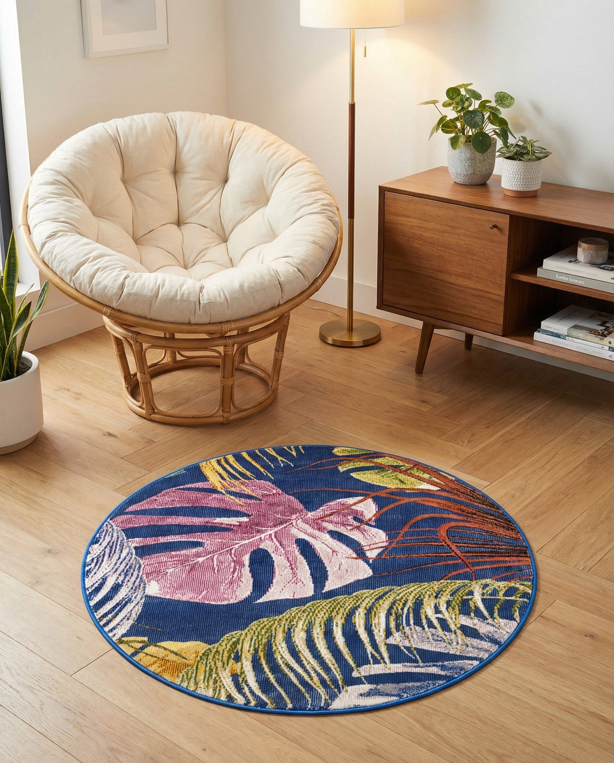 Meadow Breeze Collection Area Rug -  Clover Round Multi  lifestyle 201