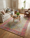Savannah Threads Collection Area Rug - Charleston Rectangle Ivory Pink  lifestyle 33
