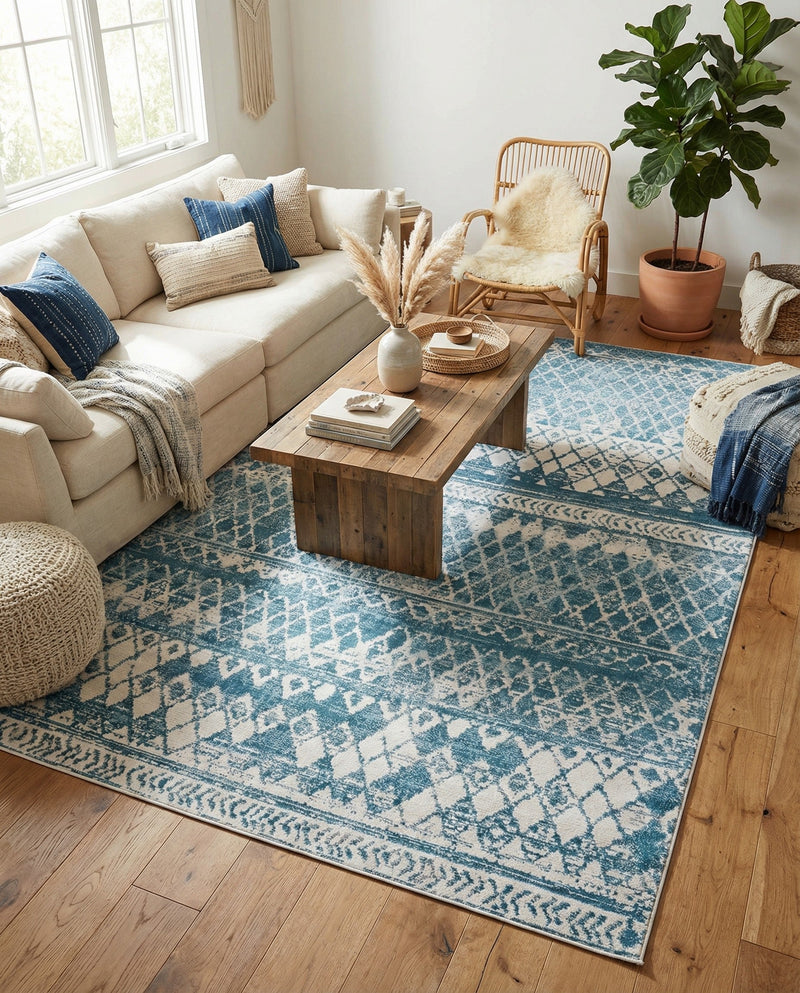 Dresden Elegance Collection Area Rug -  Zittau Rectangle Blue  lifestyle 79