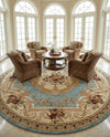 Versailles Elegance Collection Area Rug -  Louveciennes (Light Blue) Round Light Blue  lifestyle 66