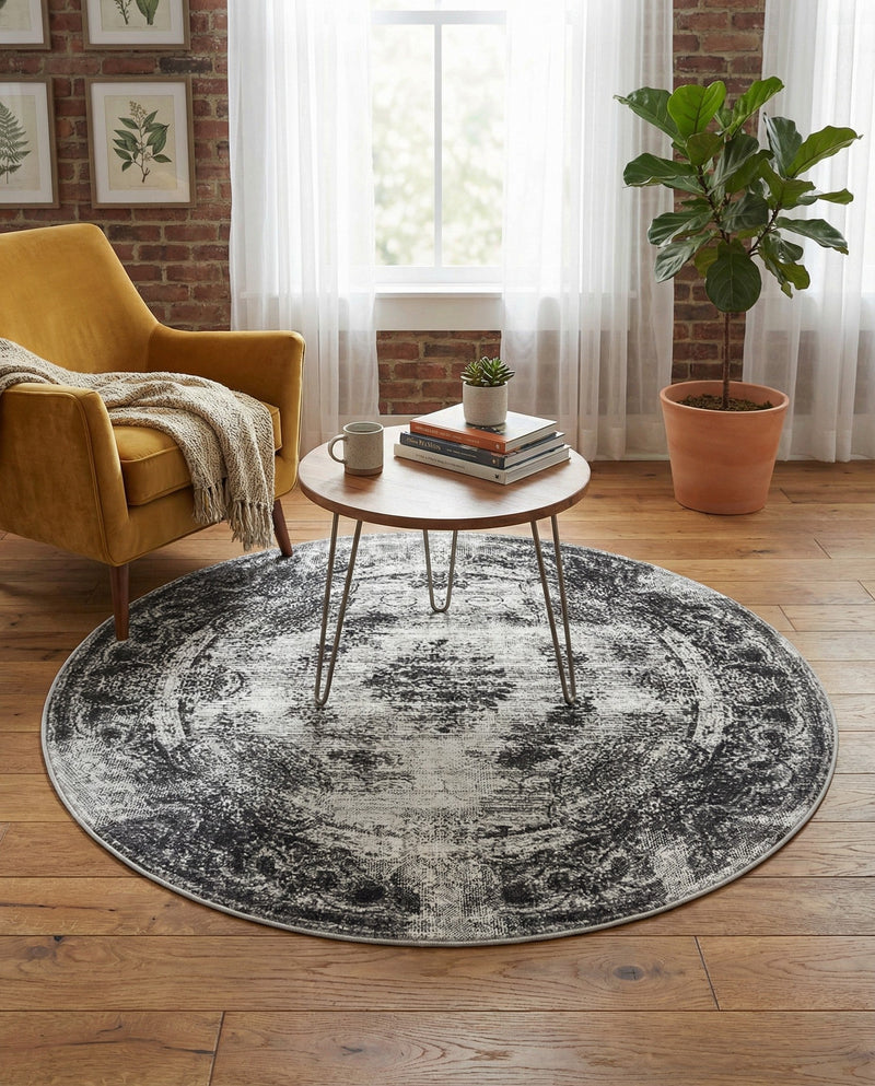 Copenhagen Comfort Collection Area Rug -  Roskilde Round Gray  lifestyle 50