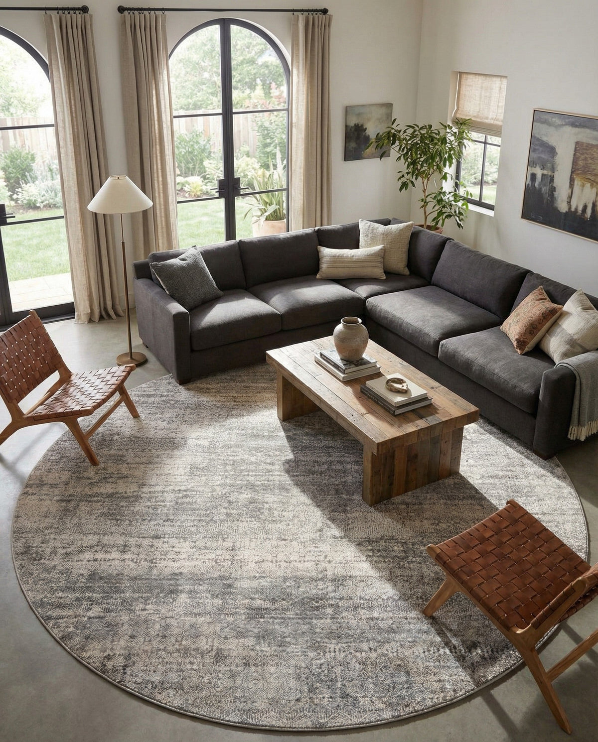 Bloomsbury Elegance Collection Area Rug -  Pimlico Round Gray  lifestyle 153