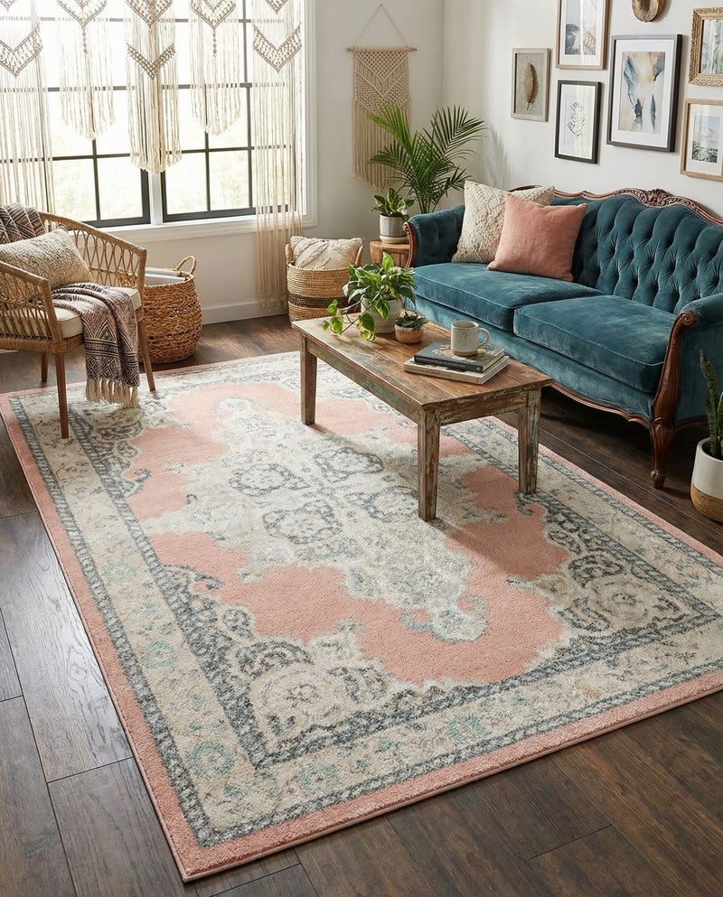 Beverly Grove Collection Area Rug -  Fairfax (Rose) Rectangle Rose  lifestyle 21