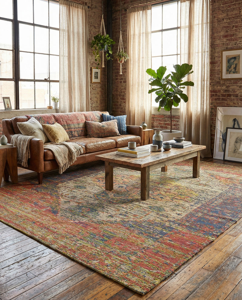 Savannah Threads Collection Area Rug - Sahara Rectangle Multi  lifestyle 45