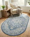 Savannah Series Collection Area Rug - Charleston (French Blue) Oval French Blue  lifestyle 61