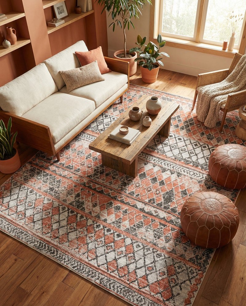 Dresden Elegance Collection Area Rug -  Zittau Rectangle Salmon  lifestyle 64