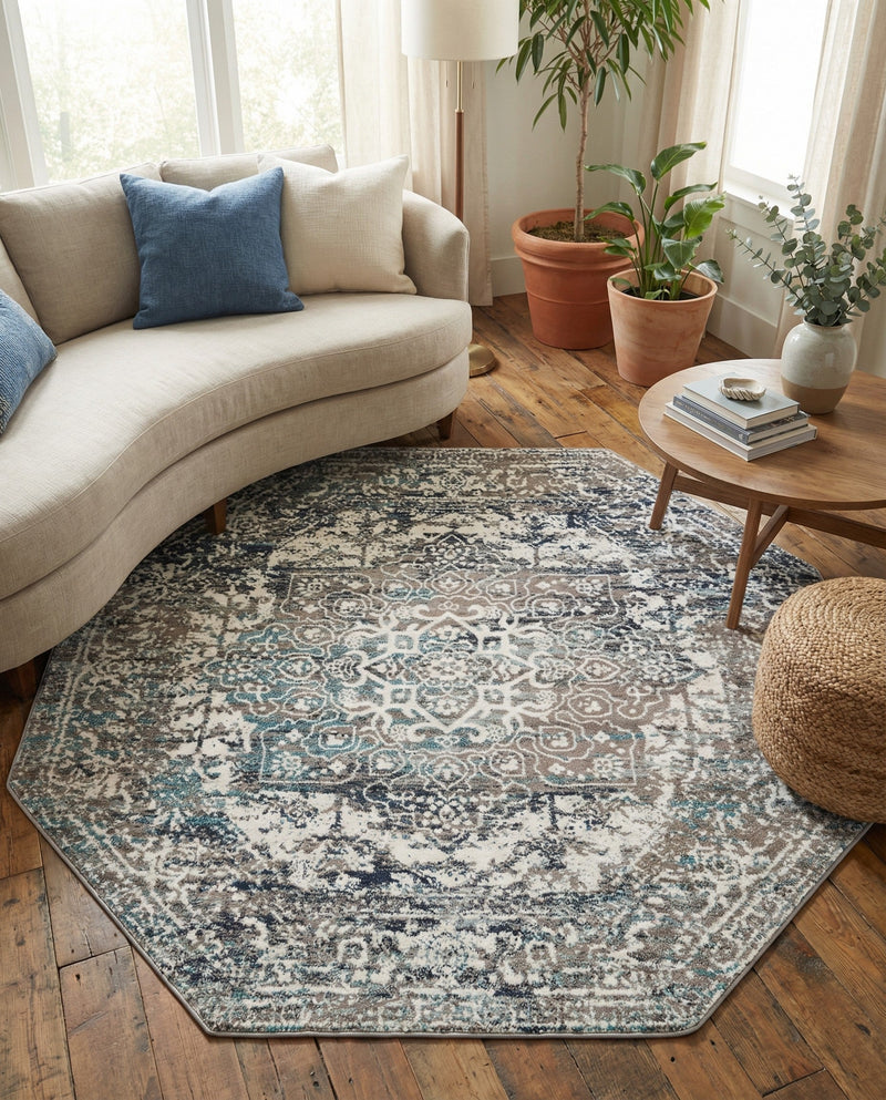 Georgetown Rugs Collection Area Rug - Dupont (Gray) Octagon Gray  lifestyle 49