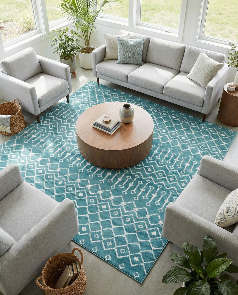 Marrakech Lattice Collection Area Rug - Medina (Turquoise) Square Turquoise  lifestyle 58
