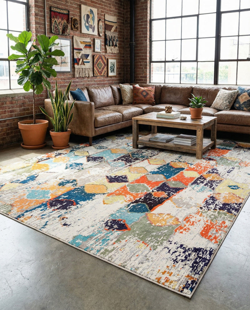 Colorburst Oasis Collection Area Rug -  Marina Rectangle Ivory  lifestyle 22