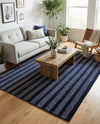 Hampton Stripes Wool Collection Area Rug - Montauk Rectangle Cobalt Blue  lifestyle 22