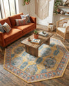 Seville Stripes Collection Area Rug -  Granada (Yellow) Octagon Yellow  lifestyle 70