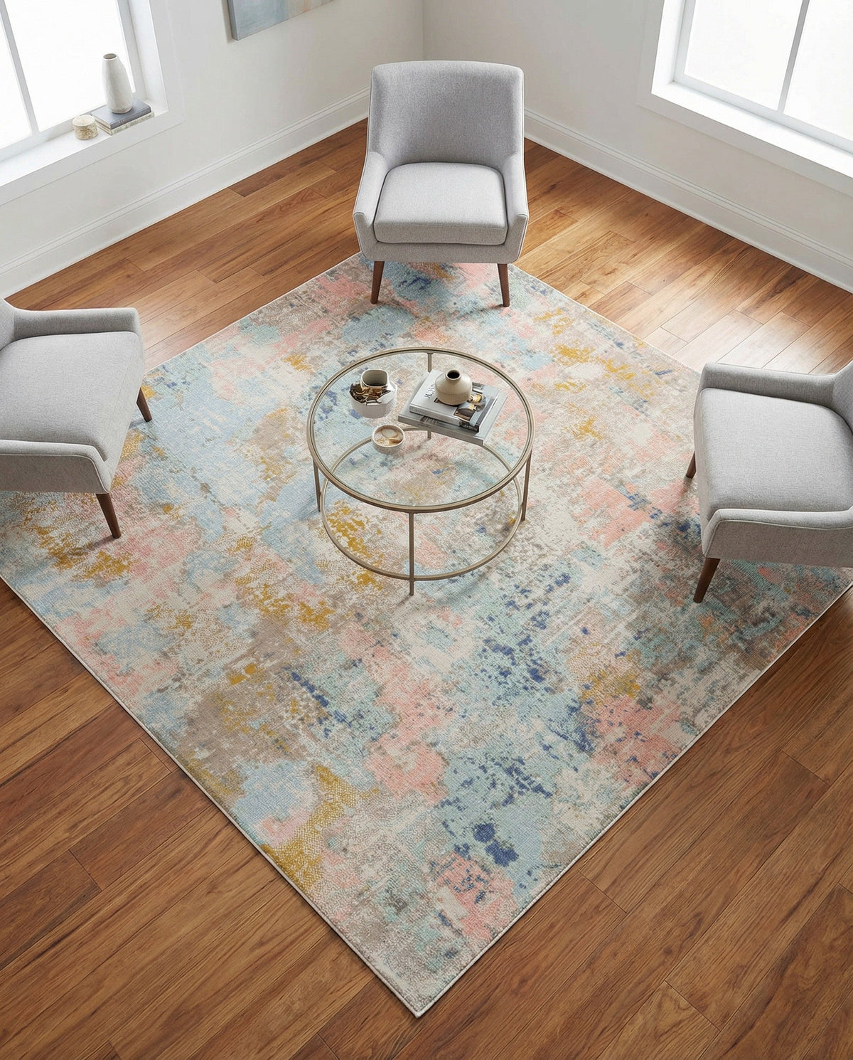 Lagoon Oasis Collection Area Rug -  Seagrass Square Multi  lifestyle 95