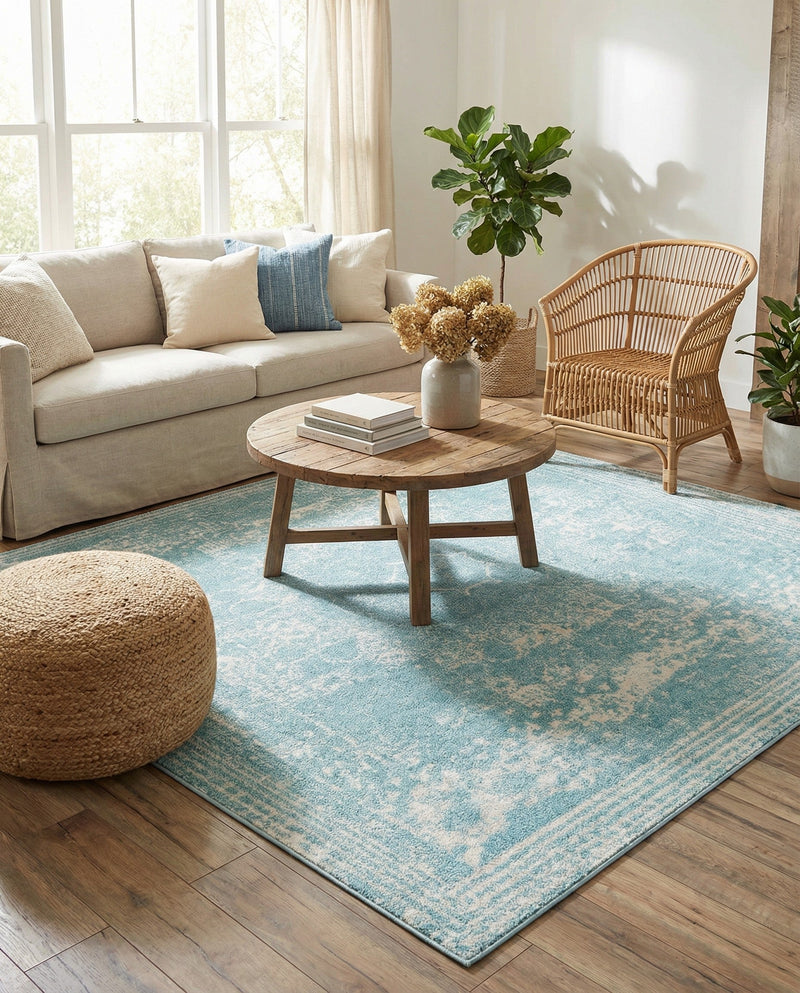 Dover Terrace Collection Area Rug -  Lagoon (Aqua) Square Aqua  lifestyle 69