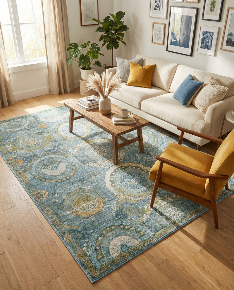 Caribbean Breeze Collection Area Rug -  Lucia Rectangle Light Blue  lifestyle 63