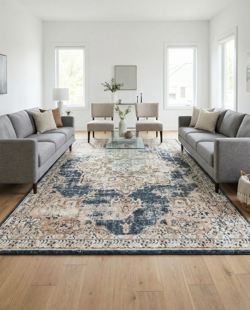 Coastal Manor Collection Area Rug -  Pelican Rectangle Dark Blue  lifestyle 18