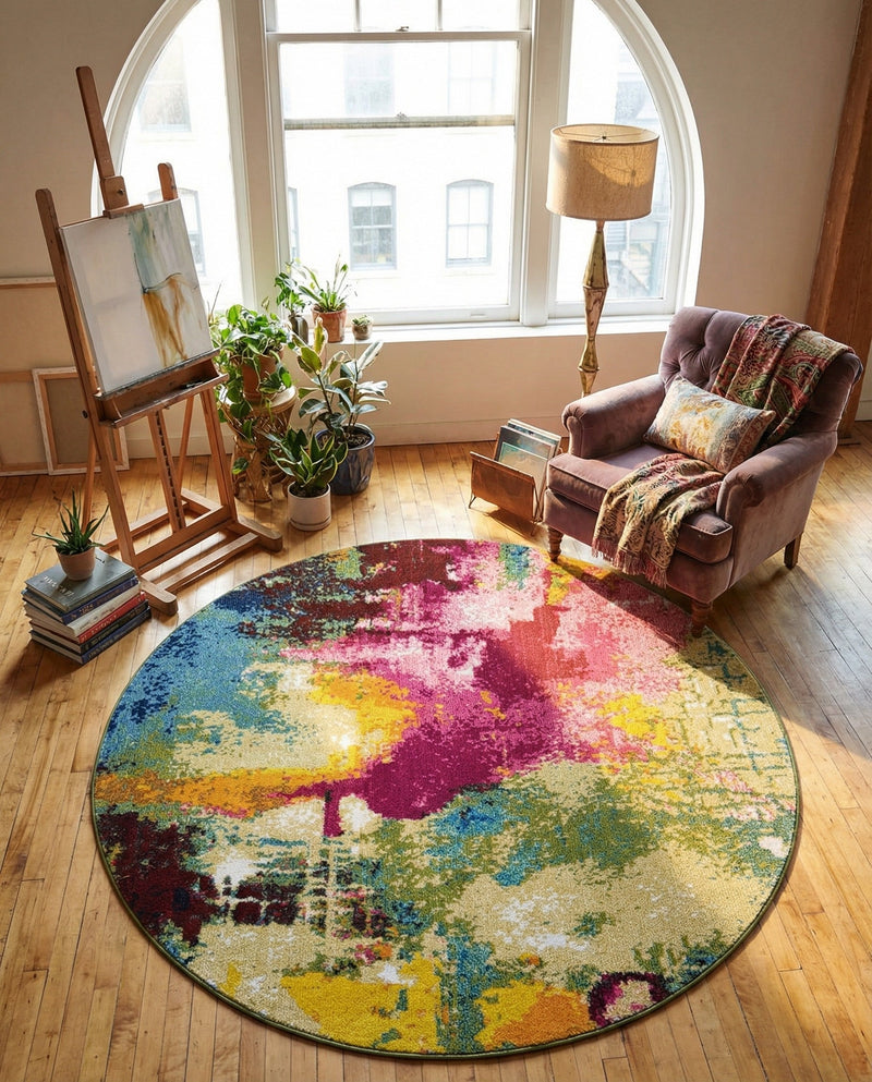 Marrakesh Elegance Collection Area Rug -  Draa Round Multi  lifestyle 49