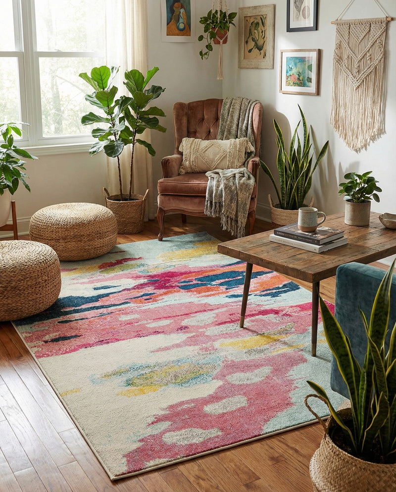 Marrakesh Elegance Collection Area Rug -  Skhirat Rectangle Pink  lifestyle 12