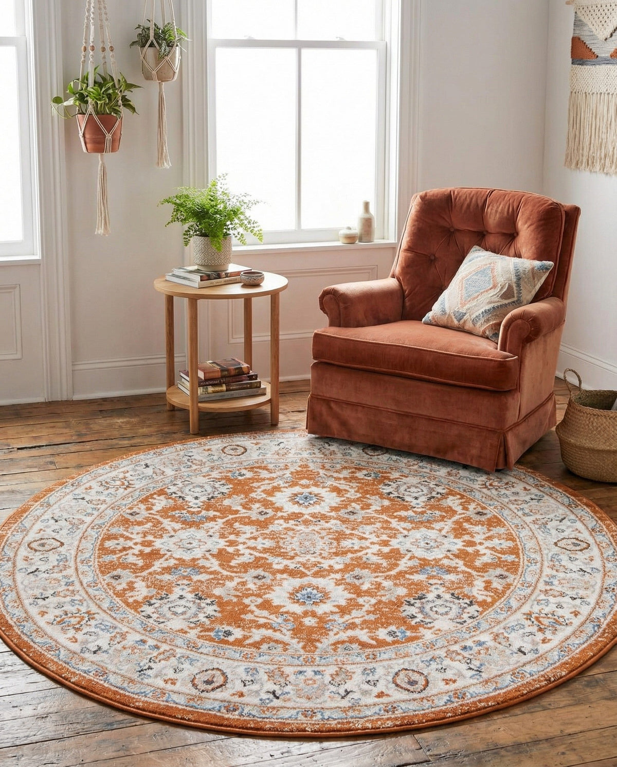 Savannah Elegance Collection Area Rug - Augusta (Rust Red) Round Rust Red  lifestyle 83