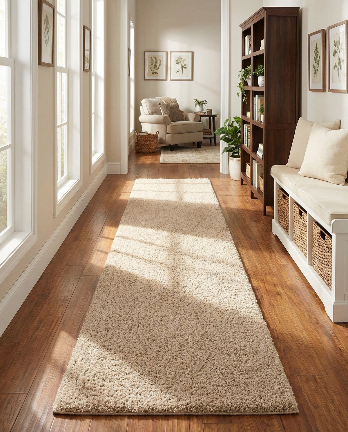 Cozy Comfort Shag Collection Area Rug - Haven (Oatmeal Beige) Runner Oatmeal Beige  lifestyle 89