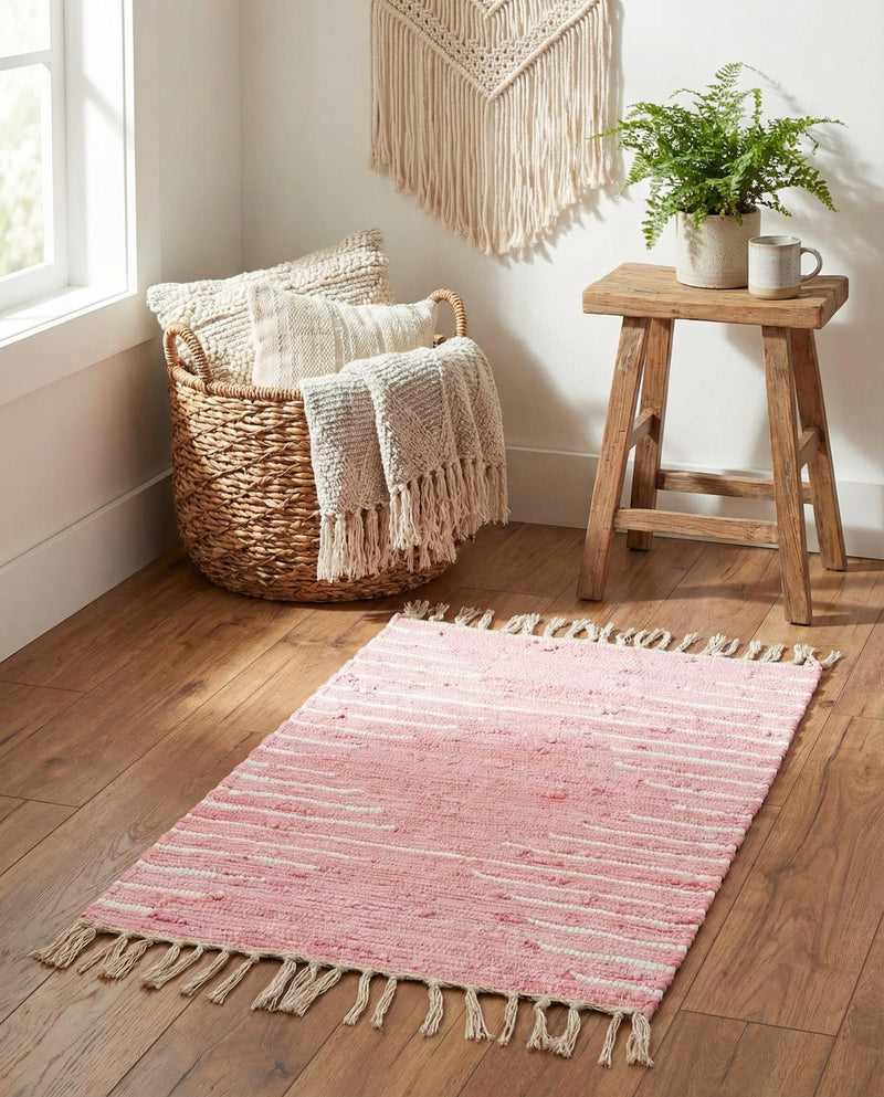 Thar Cotton Collection Area Rug - Jaisalmer (Rose) Rectangle Rose  lifestyle 16