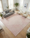 Seychelles Stripes Collection Area Rug - Mahe (Pink) Square Pink  lifestyle 46