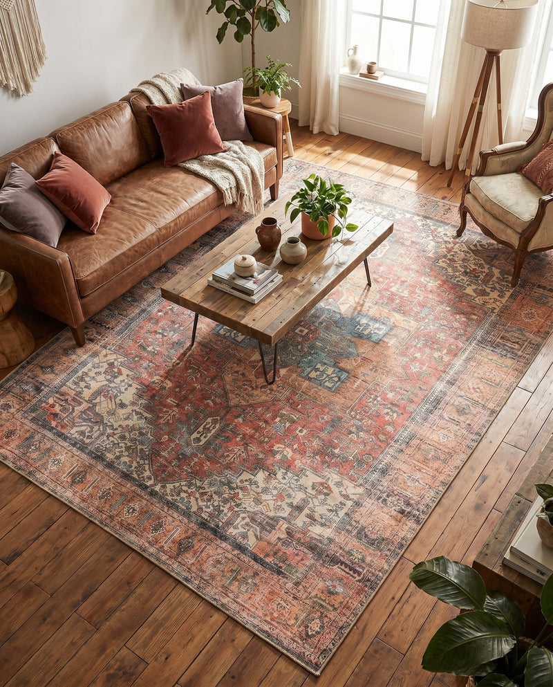 Heritage Elegance Collection Area Rug -  Windsor (Rust Red) Rectangle Rust Red  lifestyle 31
