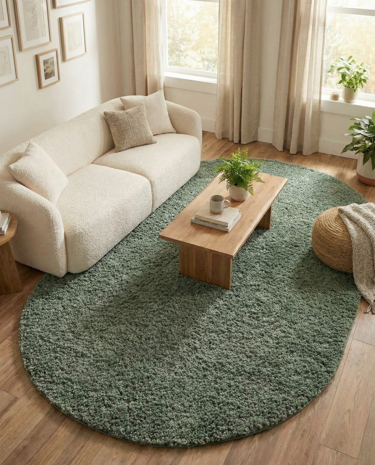 Alpine Plush Collection Area Rug -  Cortina (Sage) Oval Sage  lifestyle 83