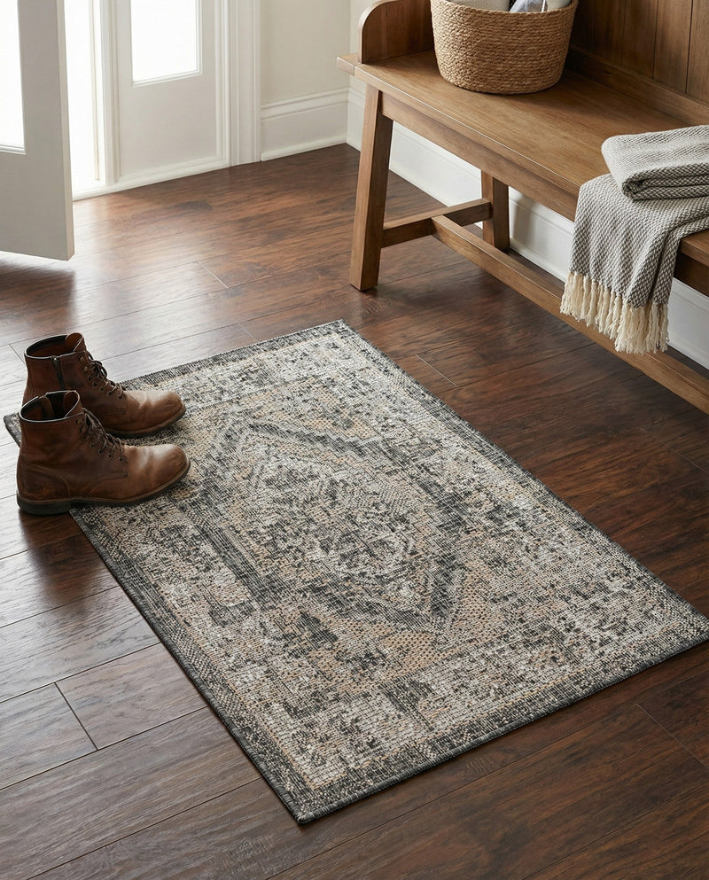 Patio Heritage Collection Area Rug -  Augusta (Charcoal) Rectangle Charcoal  lifestyle 5