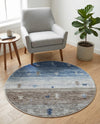 Zagros Shades Collection Area Rug -  Sisakht Round Blue Gray  lifestyle 51
