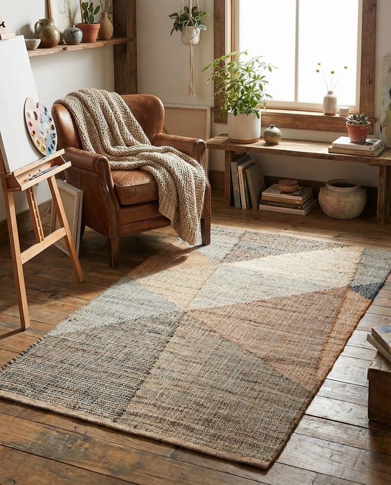 Desert Weave Jute Collection Area Rug -  Mojave Rectangle Multi  lifestyle 8