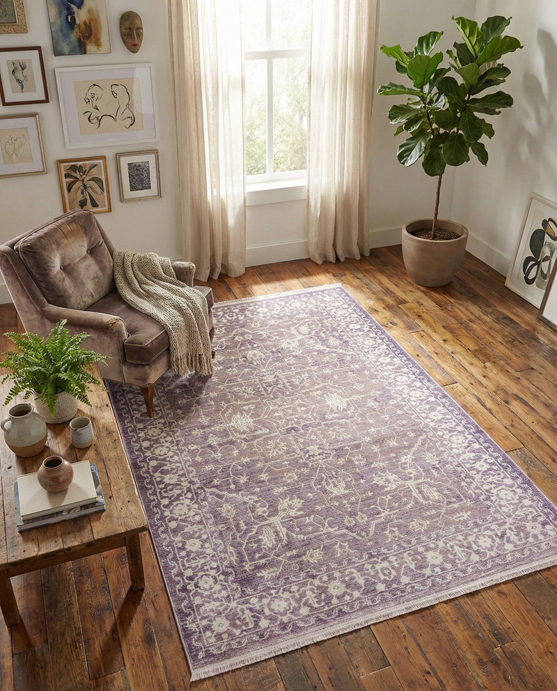 Rustic Charm Revival Collection Area Rug - Farmstead Rectangle Purple  lifestyle 39