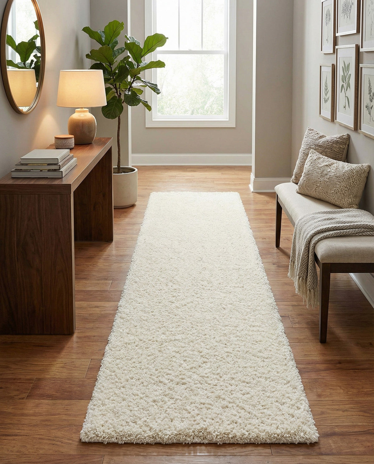Plush Oasis Collection Area Rug - Serenity (Snow White) Runner Snow White  lifestyle 128
