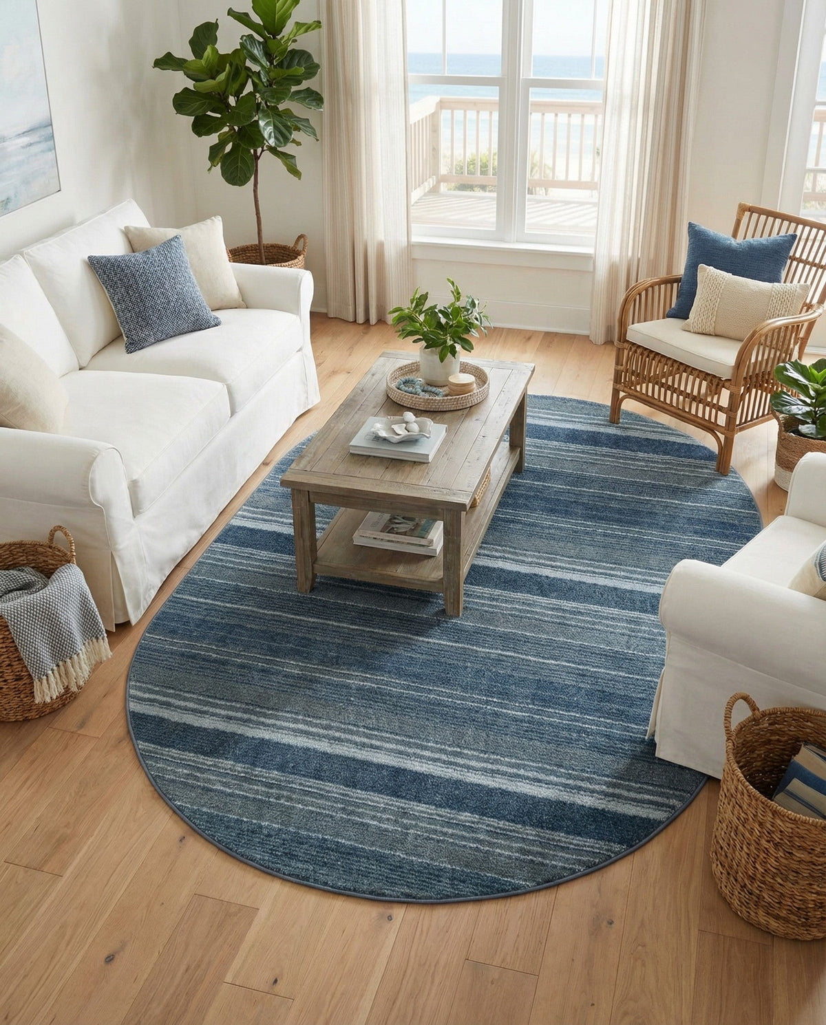 Jewel Oasis Collection Area Rug - Sapphire (Blue) Oval Blue  lifestyle 89