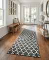 Lattice Gardens Collection Area Rug -  Bloomfield (Black) Runner Black  lifestyle 63