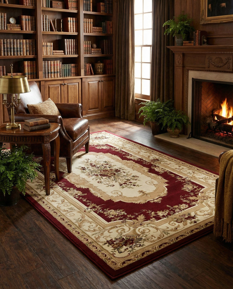 Versailles Elegance Collection Area Rug -  Louveciennes (Red) Rectangle Red  lifestyle 6