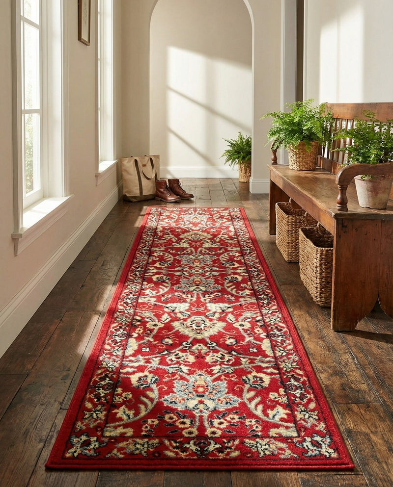Isfahan Elegance Collection Area Rug - Naghsh-e Jahan (Red) Runner Red  lifestyle 65