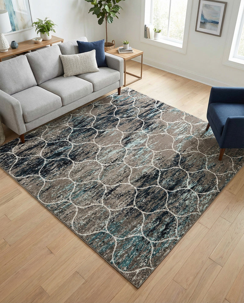 Trellis Mosaic Collection Area Rug -  Pergolatown (Blue Multi) Square Blue Multi  lifestyle 47