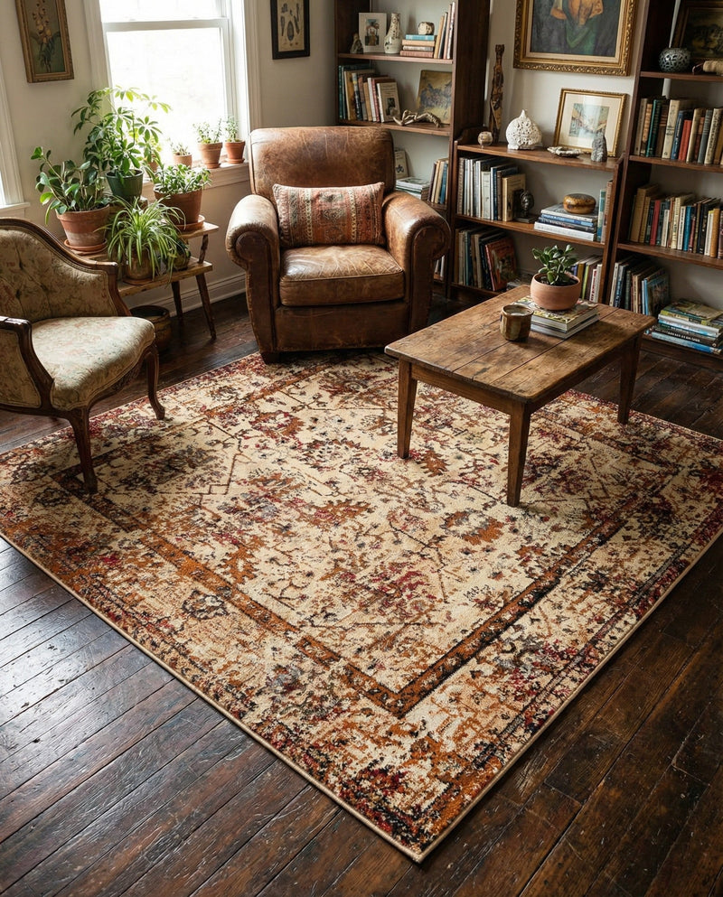 Neptune Elegance Collection Area Rug -  Galatea (Beige Cream) Square Beige Cream  lifestyle 29