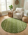 Mediterranean Lattice Collection Area Rug - Santorini (Green) Round Green  lifestyle 24