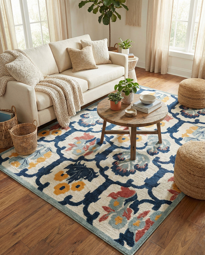 Caribbean Terrace Collection Area Rug -  Dominica Rectangle Ivory  lifestyle 6