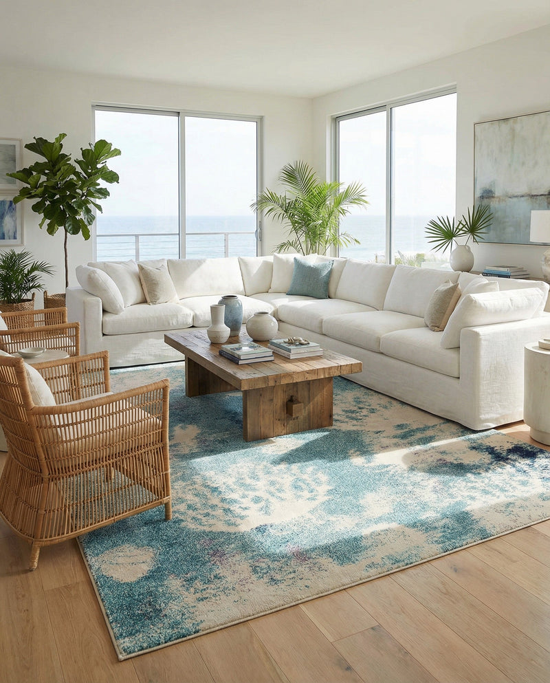 Sorrento Shores Collection Area Rug -  Vico Rectangle Light Blue  lifestyle 33